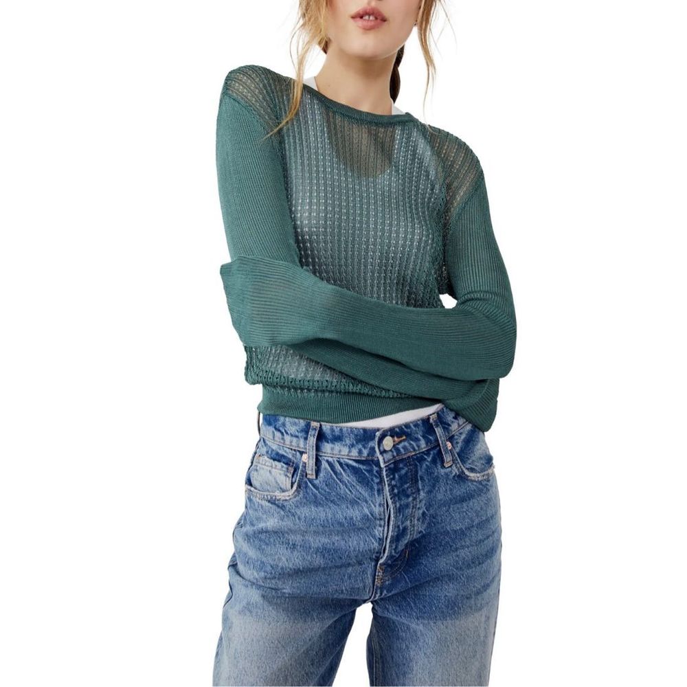 Free People Crewneck Sweater Jaded Size M